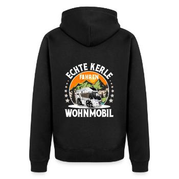 Camping Camper Campen - Unisex Premium Bio Zip Hoodie - Schwarz - Hinten - Nico (187cm)