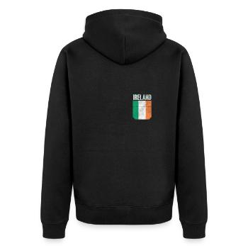 Irland Flagge Irisch - Unisex Premium Bio Zip Hoodie - Schwarz - Hinten - Nico (187cm)