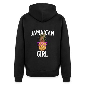 Jamaican Girl Jamaica - Unisex Premium Bio Zip Hoodie - Schwarz - Hinten - Nico (187cm)