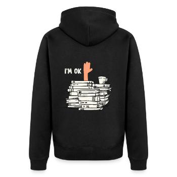 Read books - Unisex Premium Organic Zip Hoodie - black - Back - Nico (187cm)