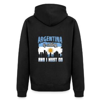 Argentina Flag - Unisex Premium Organic Zip Hoodie - black - Back - Nico (187cm)