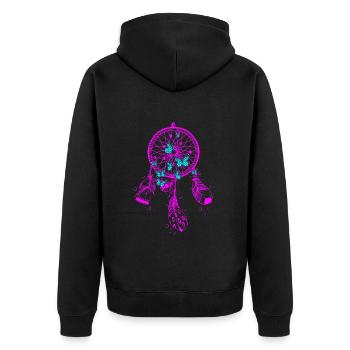 Capteur de rêves des années 60 - Veste à capuche bio Premium Unisexe - noir - Dos - Nico (187cm)