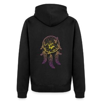 Traumfänger - Unisex Premium Bio Zip Hoodie - Schwarz - Hinten - Nico (187cm)