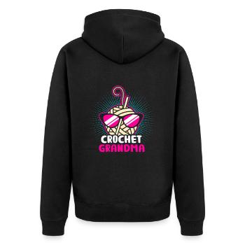 Stricken Grossmutter - Unisex Premium Bio Zip Hoodie - Schwarz - Hinten - Nico (187cm)
