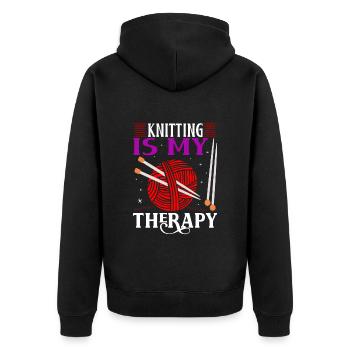 Lustiges Stricken - Unisex Premium Bio Zip Hoodie - Schwarz - Hinten - Nico (187cm)