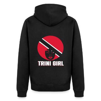 Trinidad und Tobago Girl - Unisex Premium Bio Zip Hoodie - Schwarz - Hinten - Nico (187cm)
