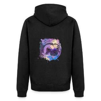Sloth Faultier - Unisex Premium Bio Zip Hoodie - Schwarz - Hinten - Nico (187cm)
