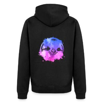 Sloth Faultier - Unisex Premium Organic Zip Hoodie - black - Back - Nico (187cm)
