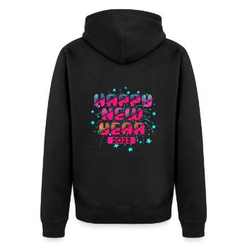 Bonne Année 2023 Réveillon du Nouvel An Nouvel An - Veste à capuche bio Premium Unisexe - noir - Dos - Nico (187cm)