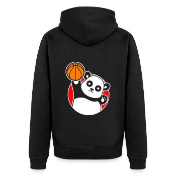 Basketball Spieler Panda Basketballer - Unisex Premium Bio Zip Hoodie - Schwarz - Hinten - Nico (187cm)