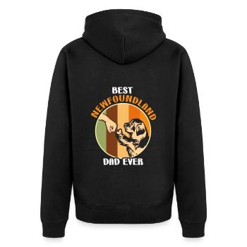 Neufundländer Hund Vater Hundeliebe - Unisex Premium Bio Zip Hoodie - Schwarz - Hinten - Nico (187cm)