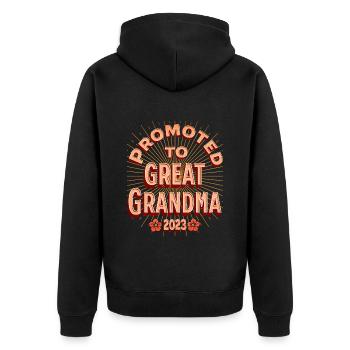 Großmutter 2023 Zukünftige Oma - Unisex Premium Bio Zip Hoodie - Schwarz - Hinten - Nico (187cm)