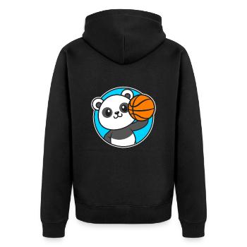 Kinder Basketball Pana - Unisex Premium Bio Zip Hoodie - Schwarz - Hinten - Nico (187cm)
