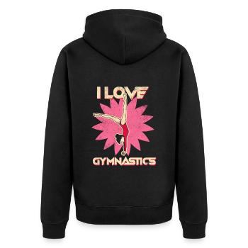 Gymnastik Turnen Mädchen - Unisex Premium Bio Zip Hoodie - Schwarz - Hinten - Nico (187cm)
