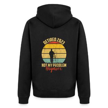 Rente 2023 Pensionierung Fischen - Unisex Premium Bio Zip Hoodie - Schwarz - Hinten - Nico (187cm)