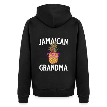 Jamaica Oma Jamaica Grossmutter - Unisex Premium Bio Zip Hoodie - Schwarz - Hinten - Nico (187cm)