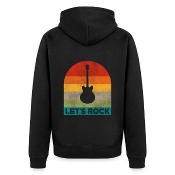Lets Rock and Roll Musik - Unisex Premium Bio Zip Hoodie - Schwarz - Hinten - Nico (187cm)
