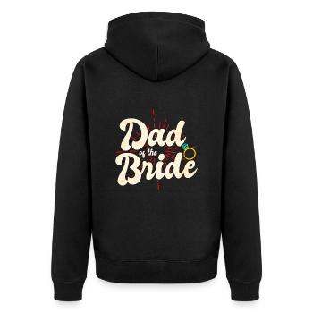 Vater der Braut Trauzeuge Hochzeit - Unisex Premium Bio Zip Hoodie - Schwarz - Hinten - Nico (187cm)