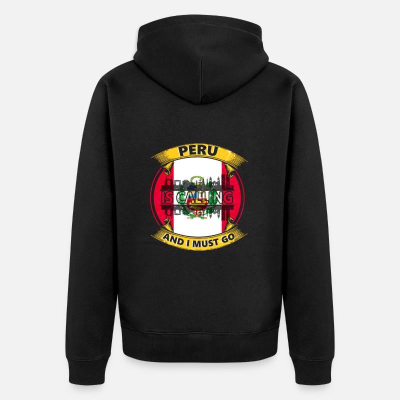 Drapeau du Pérou - Veste à capuche bio Premium Unisexe - noir