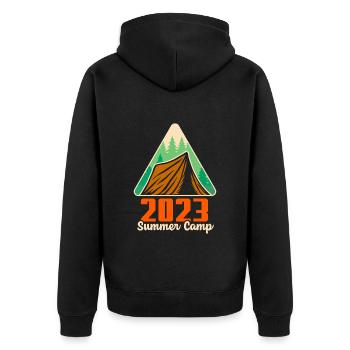 Summer Camp 2023 Camping - Unisex Premium Organic Zip Hoodie - black - Back - Nico (187cm)