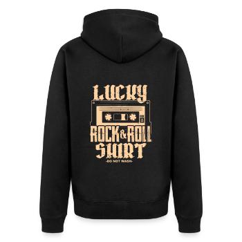 Funny Rock and Roll Music - Unisex Premium Organic Zip Hoodie - black - Back - Nico (187cm)