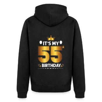 55 Birthday 55 Years Happy Birthday - Unisex Premium Organic Zip Hoodie - black - Back - Nico (187cm)
