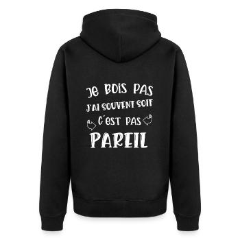 je bois pas - Veste à capuche bio Premium Unisexe - noir - Dos - Nico (187cm)