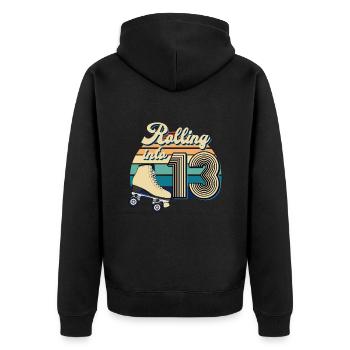Rollerskating Geburtstag 13 Jahre Alt - Unisex Premium Bio Zip Hoodie - Schwarz - Hinten - Nico (187cm)