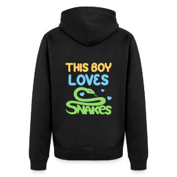 This boy loves snakes - Unisex Premium Organic Zip Hoodie - black - Back - Nico (187cm)