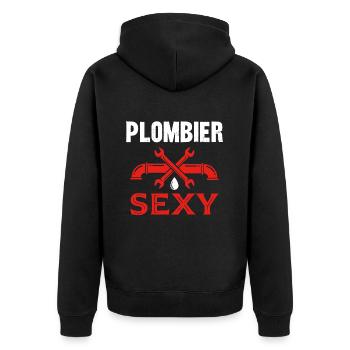 plombier sexy - Veste à capuche bio Premium Unisexe - noir - Dos - Nico (187cm)