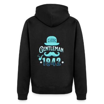 Vintage Gentleman 1942 80 Years Anniversary - Unisex Premium Organic Zip Hoodie - black - Back - Nico (187cm)