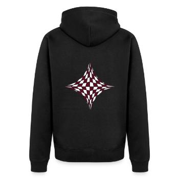 Viereck in optischer Illusion - Unisex Premium Bio Zip Hoodie - Schwarz - Hinten - Nico (187cm)