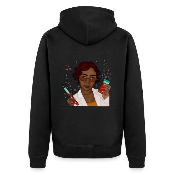 verrückter wissenschaftler - Unisex Premium Bio Zip Hoodie - Schwarz - Hinten - Nico (187cm)