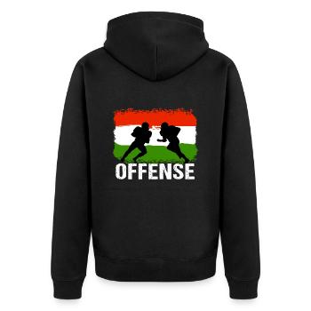 American Football Hungary Offense - Unisex Premium Organic Zip Hoodie - black - Back - Nico (187cm)
