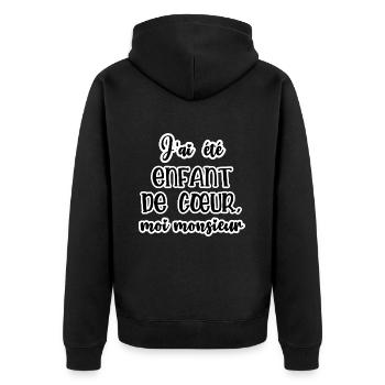 j'ai été enfant de cœur moi monsieur - Veste à capuche bio Premium Unisexe - noir - Dos - Nico (187cm)