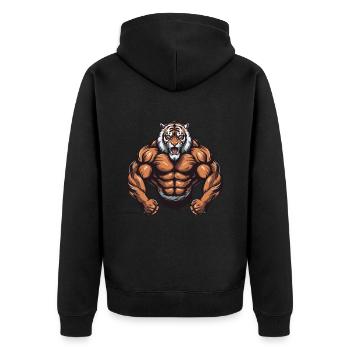 Tiger Muscles Beast Workout Gym - Veste à capuche bio Premium Unisexe - noir - Dos - Nico (187cm)