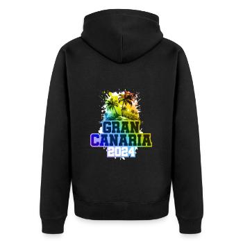 Gran Canaria 2024 Holiday Palm Trees Colorful - Unisex Premium Organic Zip Hoodie - black - Back - Nico (187cm)