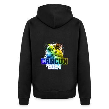 Cancun 2024 Holiday Palm Trees Colorful - Unisex Premium Organic Zip Hoodie - black - Back - Nico (187cm)