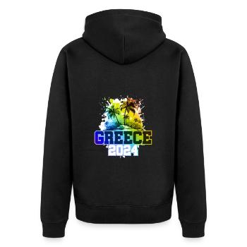 Grèce 2024 Vacances Palmiers Multicolores - Veste à capuche bio Premium Unisexe - noir - Dos - Nico (187cm)