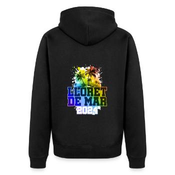 Lloret De Mar 2024 Urlaub Palmen Bunt - Unisex Premium Bio Zip Hoodie - Schwarz - Hinten - Nico (187cm)