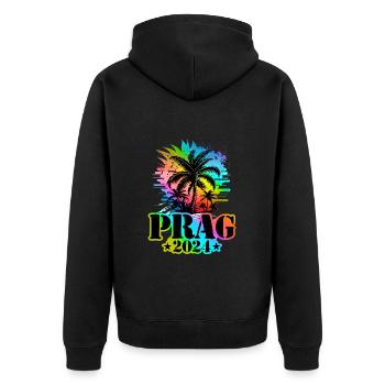 Prag 2024 Urlaub Bunt - Unisex Premium Bio Zip Hoodie - Schwarz - Hinten - Nico (187cm)