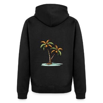 Palmen Insel Sommer - Unisex Premium Bio Zip Hoodie - Schwarz - Hinten - Nico (187cm)