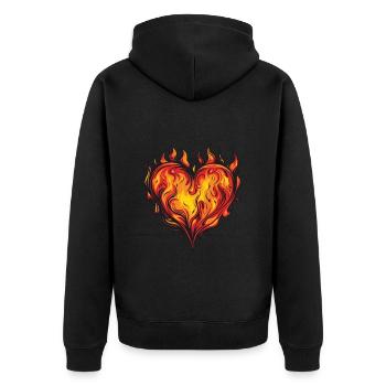 Coeur, Feu, Amour, Flamme - Veste à capuche bio Premium Unisexe - noir - Dos - Nico (187cm)