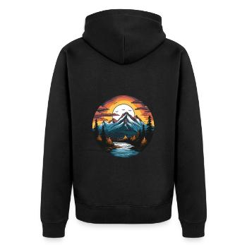 Montagnes, Paysage, Nature, Cercle - Veste à capuche bio Premium Unisexe - noir - Dos - Nico (187cm)