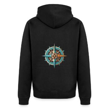 Kompass Symbol Wegweiser Travel - Unisex Premium Bio Zip Hoodie - Schwarz - Hinten - Nico (187cm)