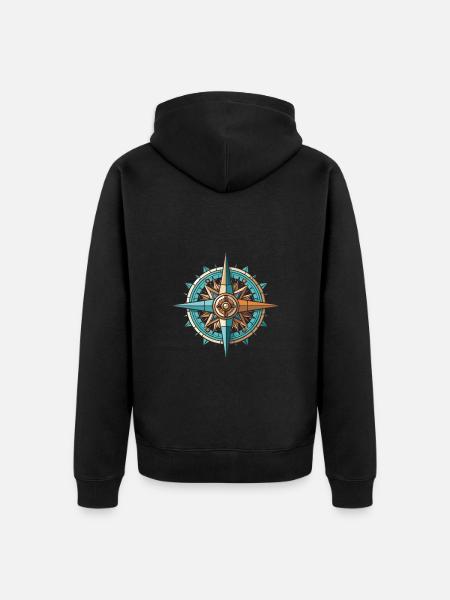 Compass Symbol Signpost Travel - Unisex Premium Organic Zip Hoodie - black