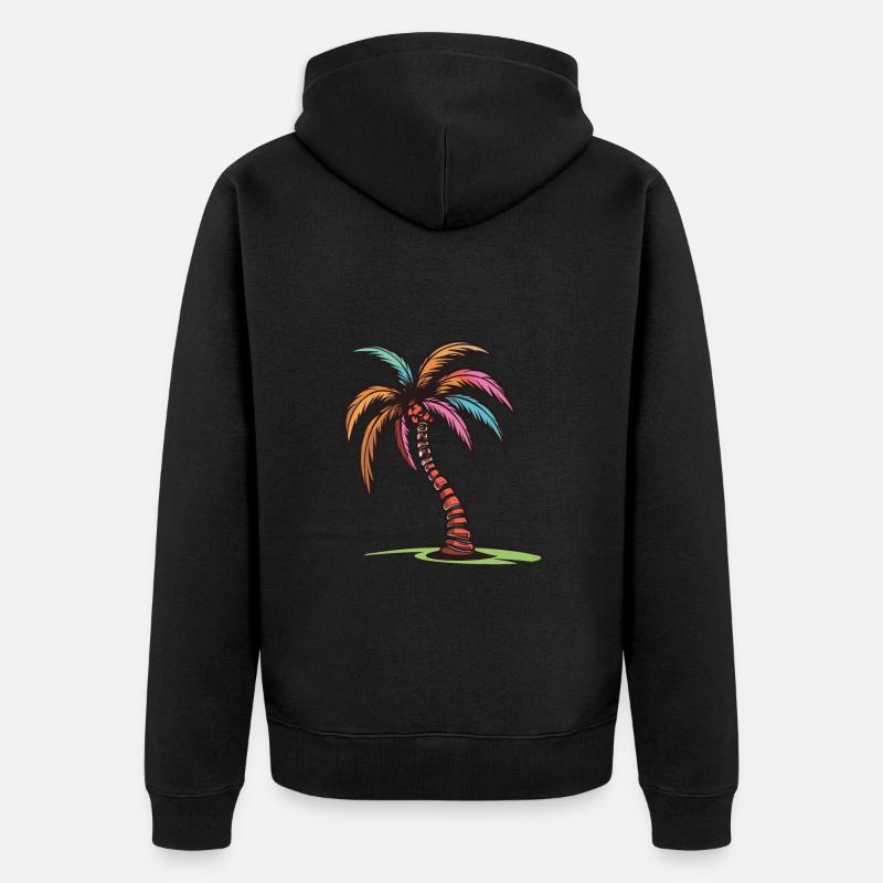 Icône de vacances de palmier - Veste à capuche bio Premium Unisexe - noir