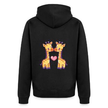 Giraffe Paar Liebe Couple Verliebt - Unisex Premium Bio Zip Hoodie - Schwarz - Hinten - Nico (187cm)