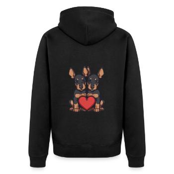 Doberman Chien Couple Amour Couple Amoureux - Veste à capuche bio Premium Unisexe - noir - Dos - Nico (187cm)