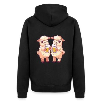 Alpaca Llama Beer Funny Booze - Unisex Premium Organic Zip Hoodie - black - Back - Nico (187cm)